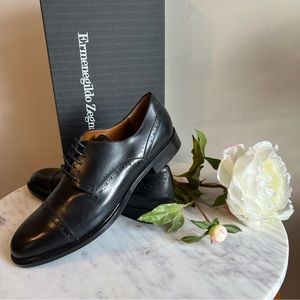 Women’s derby brogue shoes Ermenegildo Zegna, black color,  Italian size(EUR)40.